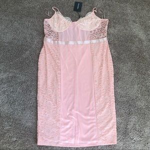 Plus Pink Lace satin dress with zipper in the back
